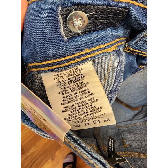 DKNY Girls' Short Size 4 Blue Denim Jeans Super Stretch Adjustable Waist Band - Picture 3 of 5